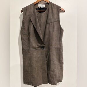 JOAN CHRISTINE Vintage Long Lined 100% Wool Sleeveless Preppy‎ Vest Size 12